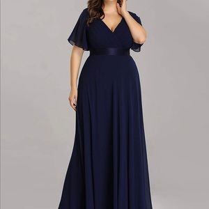 V-Neck, flutter sleeve, navy maxi dress- size 20